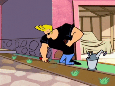 Johnny Bravo planting a car into soil and waiting for it to grow infefinitely